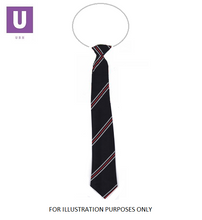 Load image into Gallery viewer, Black with Red &amp; White Stripe Elastic Eco Tie