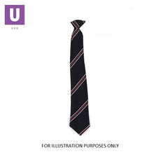 Load image into Gallery viewer, Black with Red &amp; White Stripe Tie