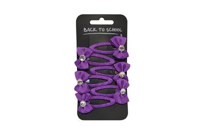 Diamante Purple Bow Hair Clips