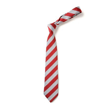 Load image into Gallery viewer, Red &amp; White Broad Stripe Tie