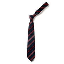 Load image into Gallery viewer, Navy &amp; Red Double Stripe Eco Tie